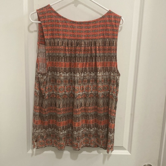 Lucky Brand Orange and Brown Sleeveless Blouse - Picture 3 of 3
